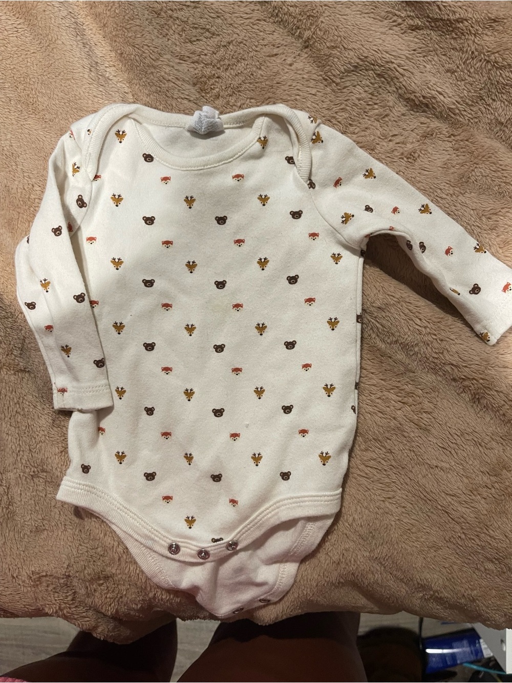 Carter's Cream Long-Sleeve Baby Bodysuit with Tiny Animal Print